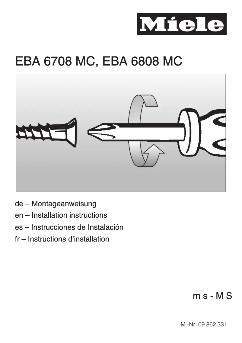 Página 1 del manual Instrucciones / montaje Miele EBA6808