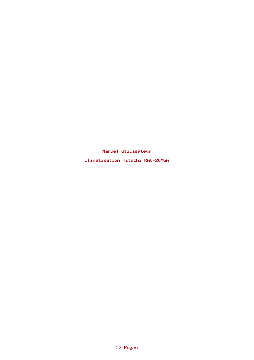 Page 1 de la notice Manuel utilisateur Hitachi RAC-260GA