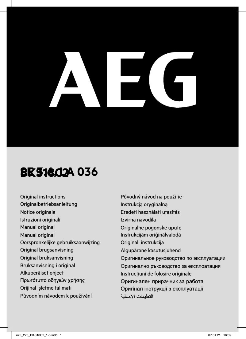 Página 1 del manual Manual de usuario AEG BKS 18