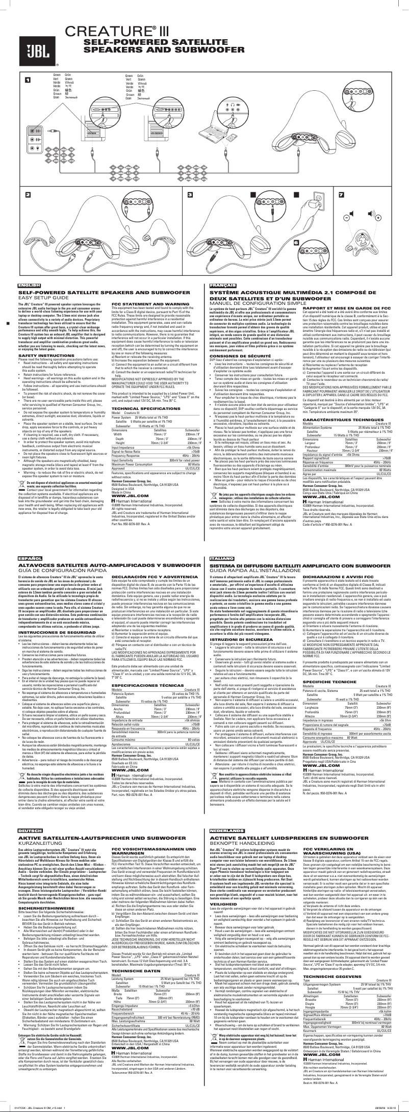 Page 1 de la notice Manuel utilisateur JBL Creature III