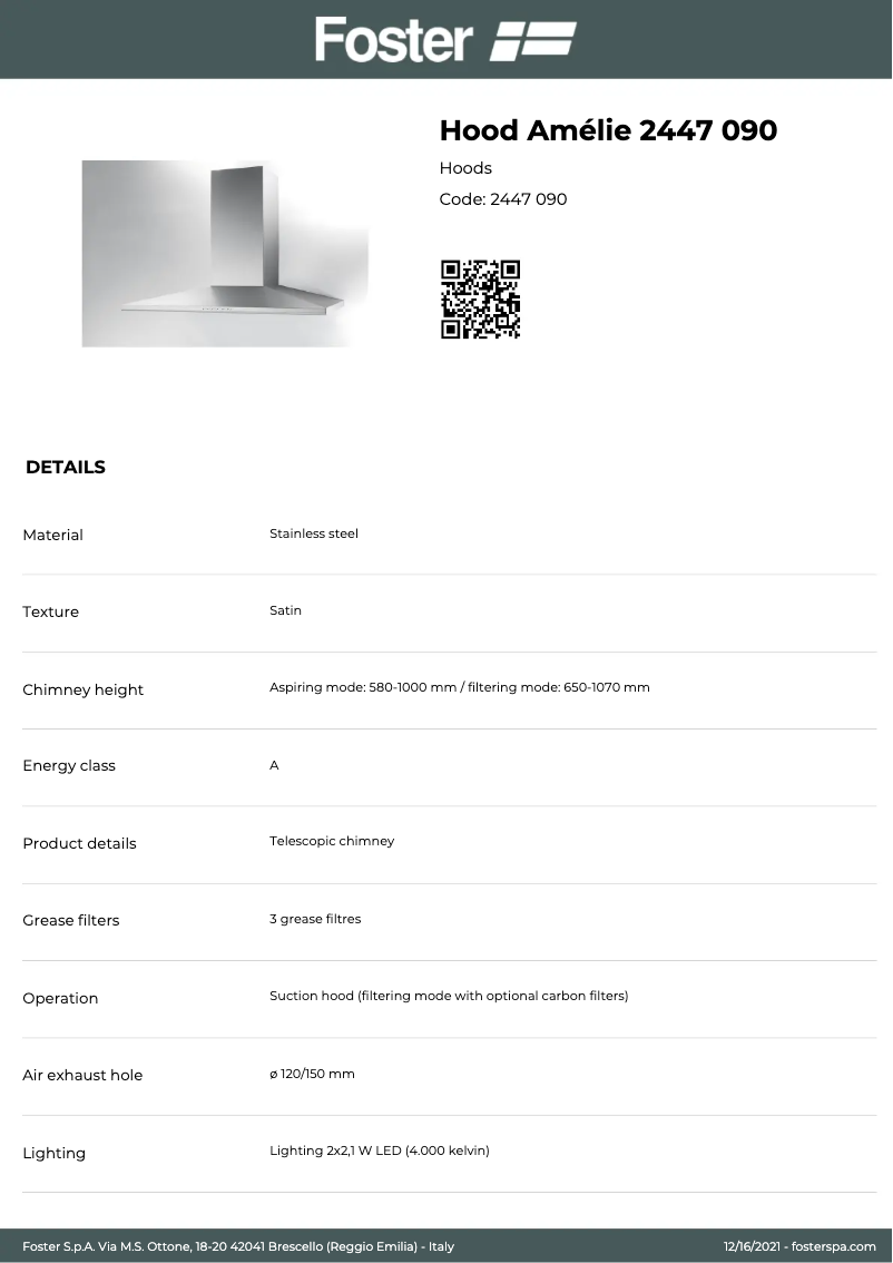 Page 1 of the manual User Manual Foster Amelie 2447 090