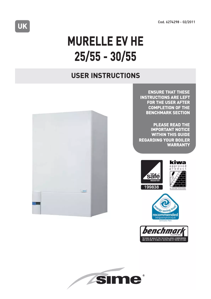 Página 1 del manual Manual de usuario SIME Murelle EV HE 30/55