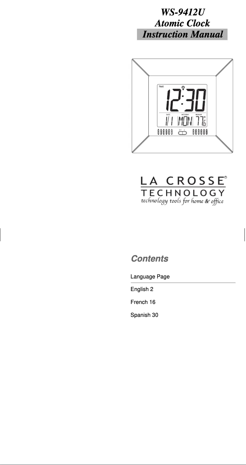 Page 1 de la notice Manuel utilisateur La Crosse Technology WS-9412U