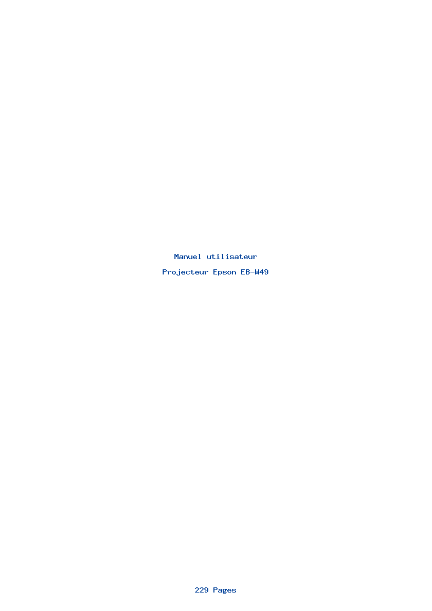 Page 1 de la notice Manuel utilisateur Epson EB-W49