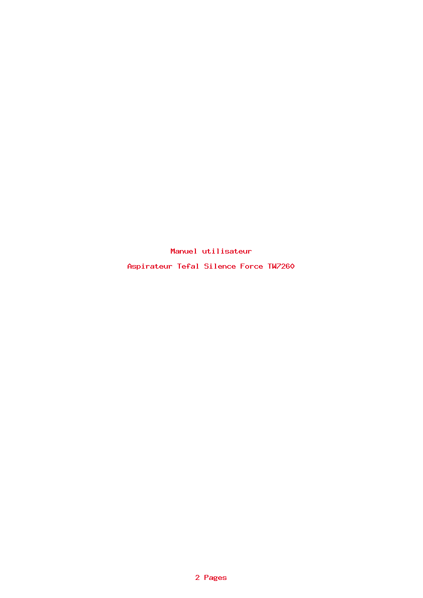 Page 1 de la notice Manuel utilisateur Tefal Silence Force TW7260