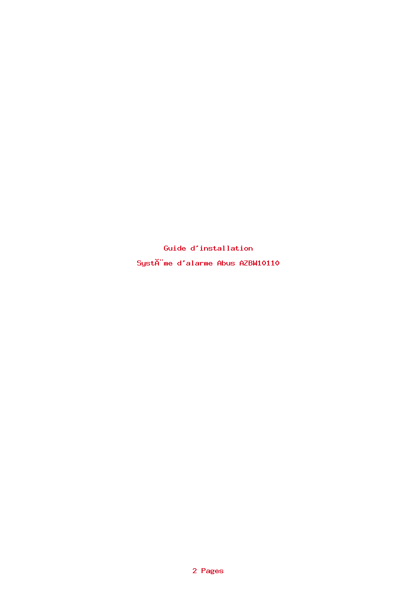 Page 1 de la notice Guide d'installation Abus AZBW10110