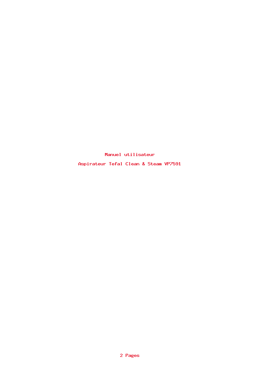 Page 1 de la notice Manuel utilisateur Tefal Clean & Steam VP7591