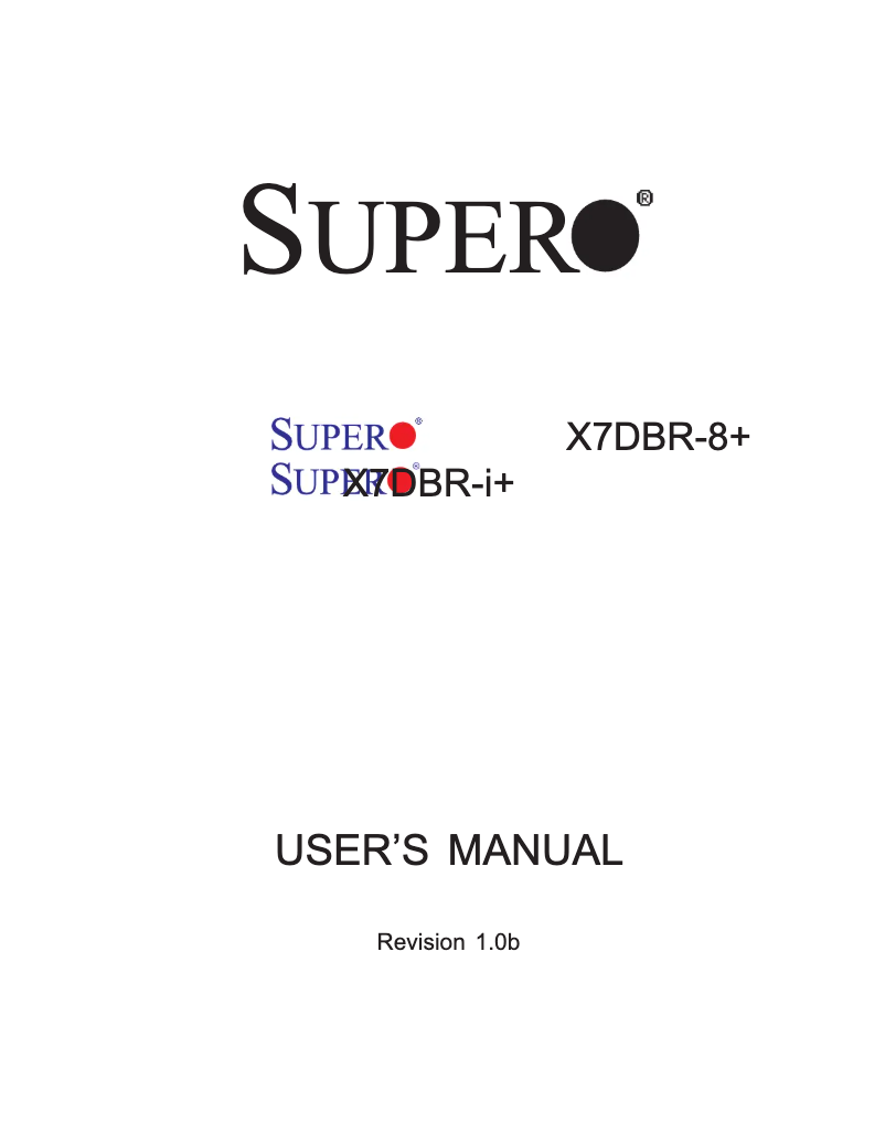 Page 1 de la notice Manuel utilisateur Supermicro X7DBR-8+
