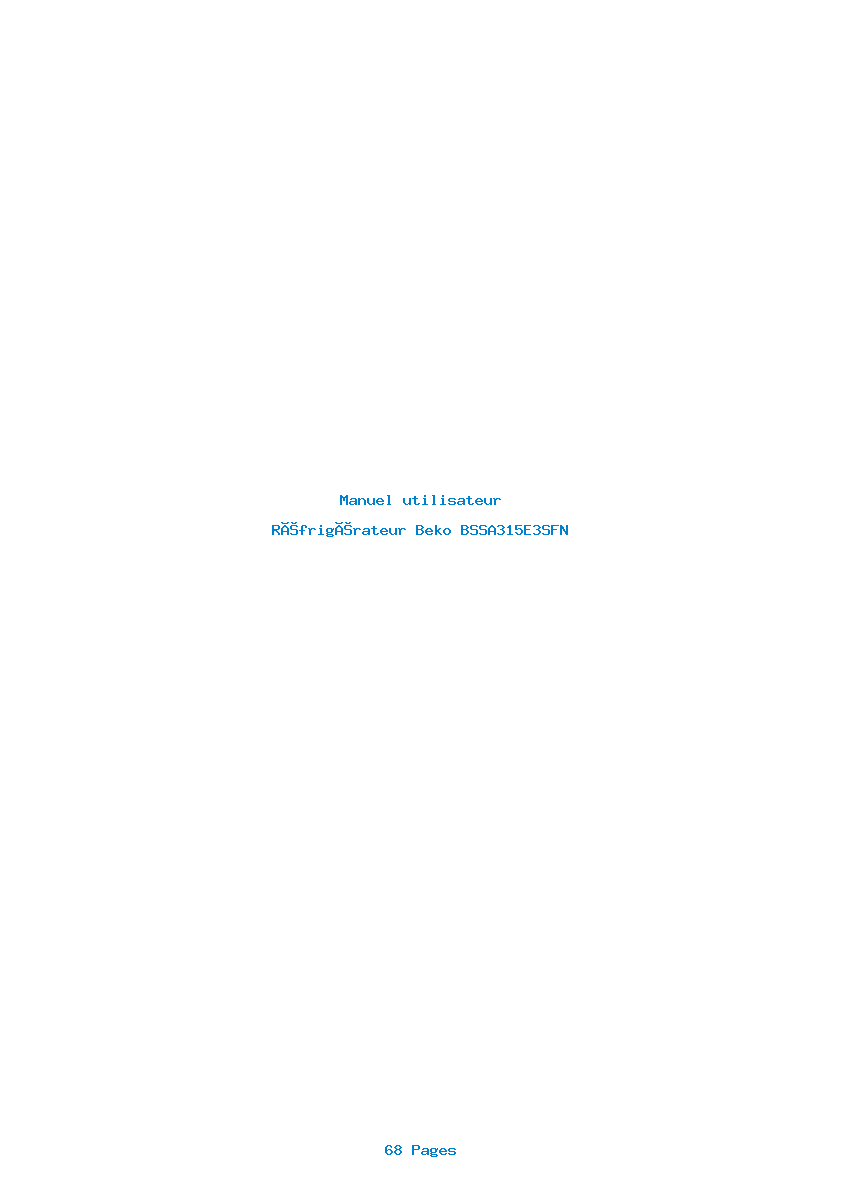 Page 1 de la notice Manuel utilisateur Beko BSSA315E3SFN