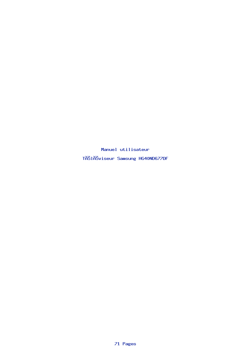 Page 1 de la notice Manuel utilisateur Samsung HG40ND677DF