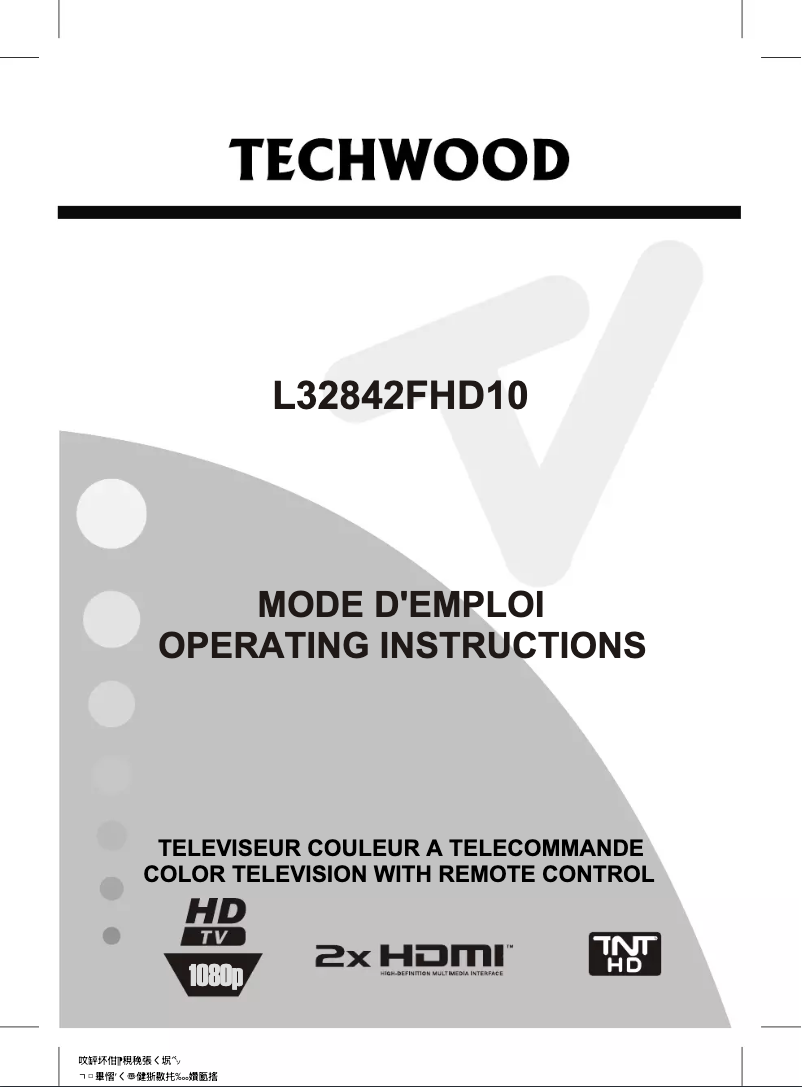 Page 1 de la notice Manuel utilisateur Techwood L32842FHD10
