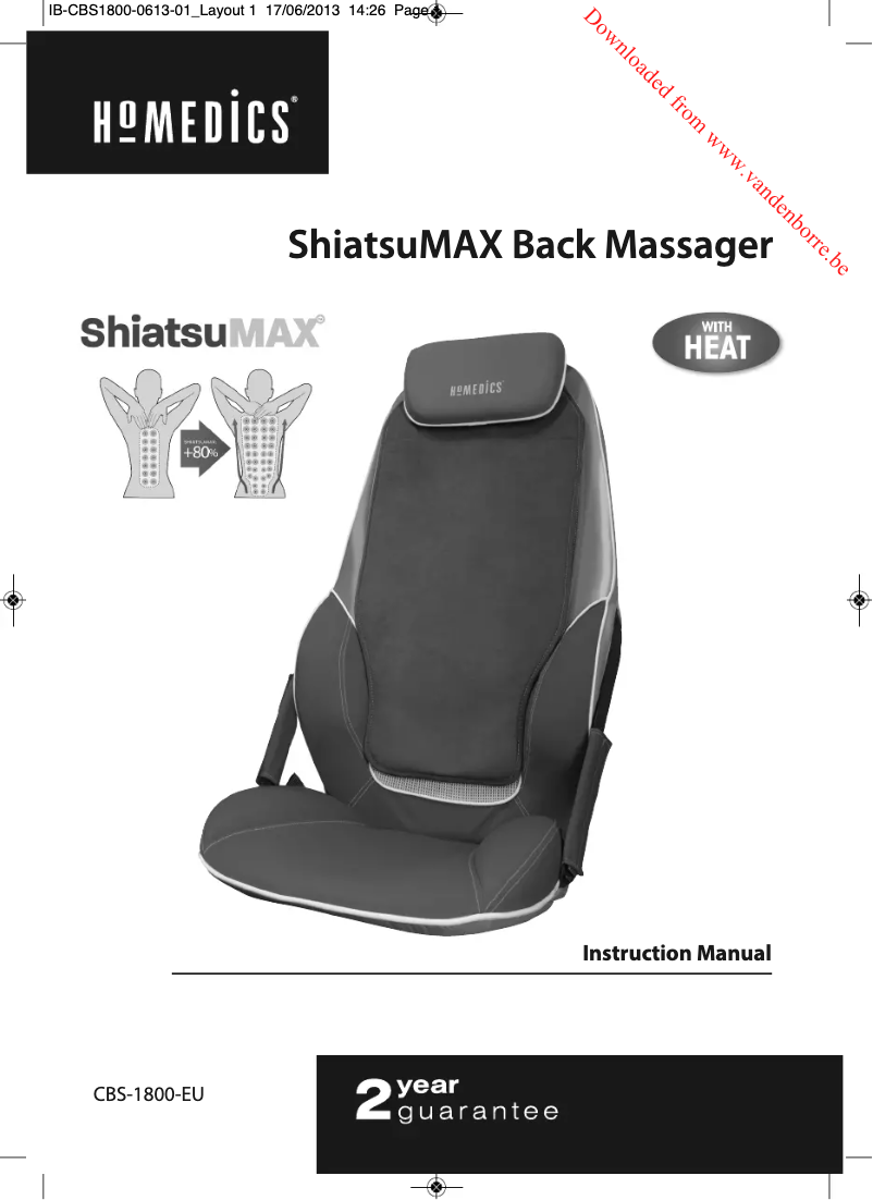 Page 1 de la notice Manuel utilisateur Homedics ShiatsuMax CBS-1800-EU