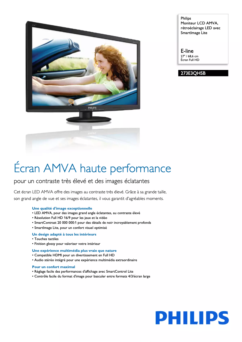 Page n°1 - Fiche technique Philips 273E3QHSB