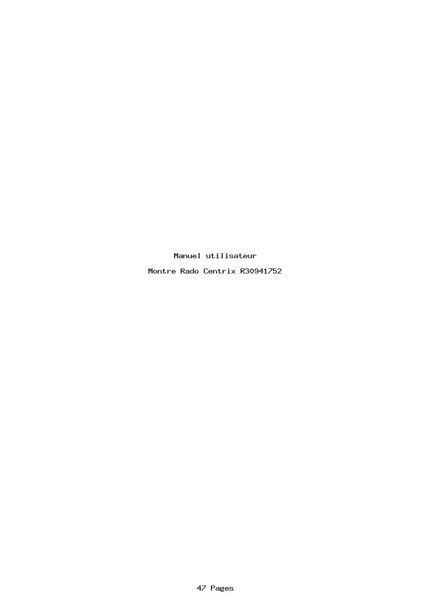 Image de la première page du manuel de l'appareil Centrix R30941752