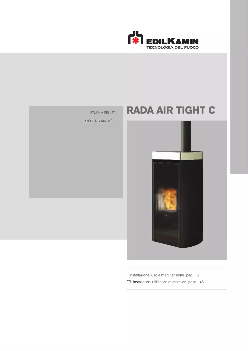 Page 1 de la notice Manuel utilisateur Edilkamin RADA Air Tight C