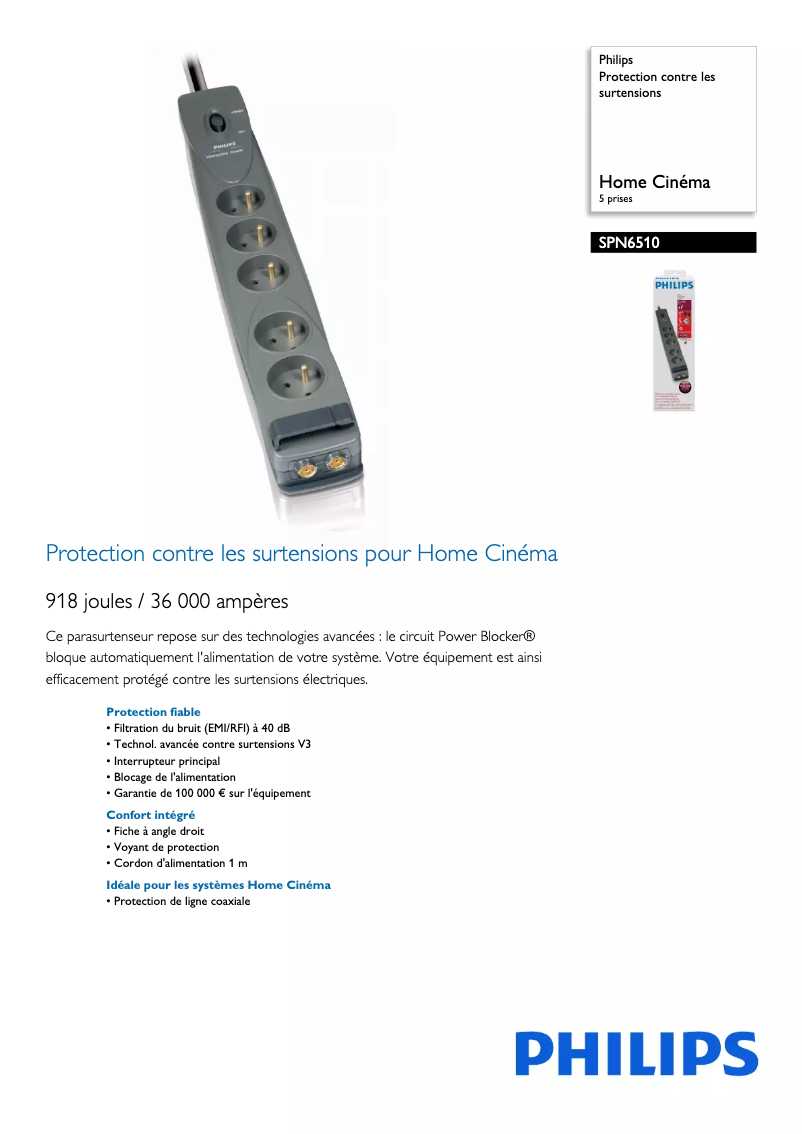 Page 1 of the manual Technical Sheet Philips SPN6510