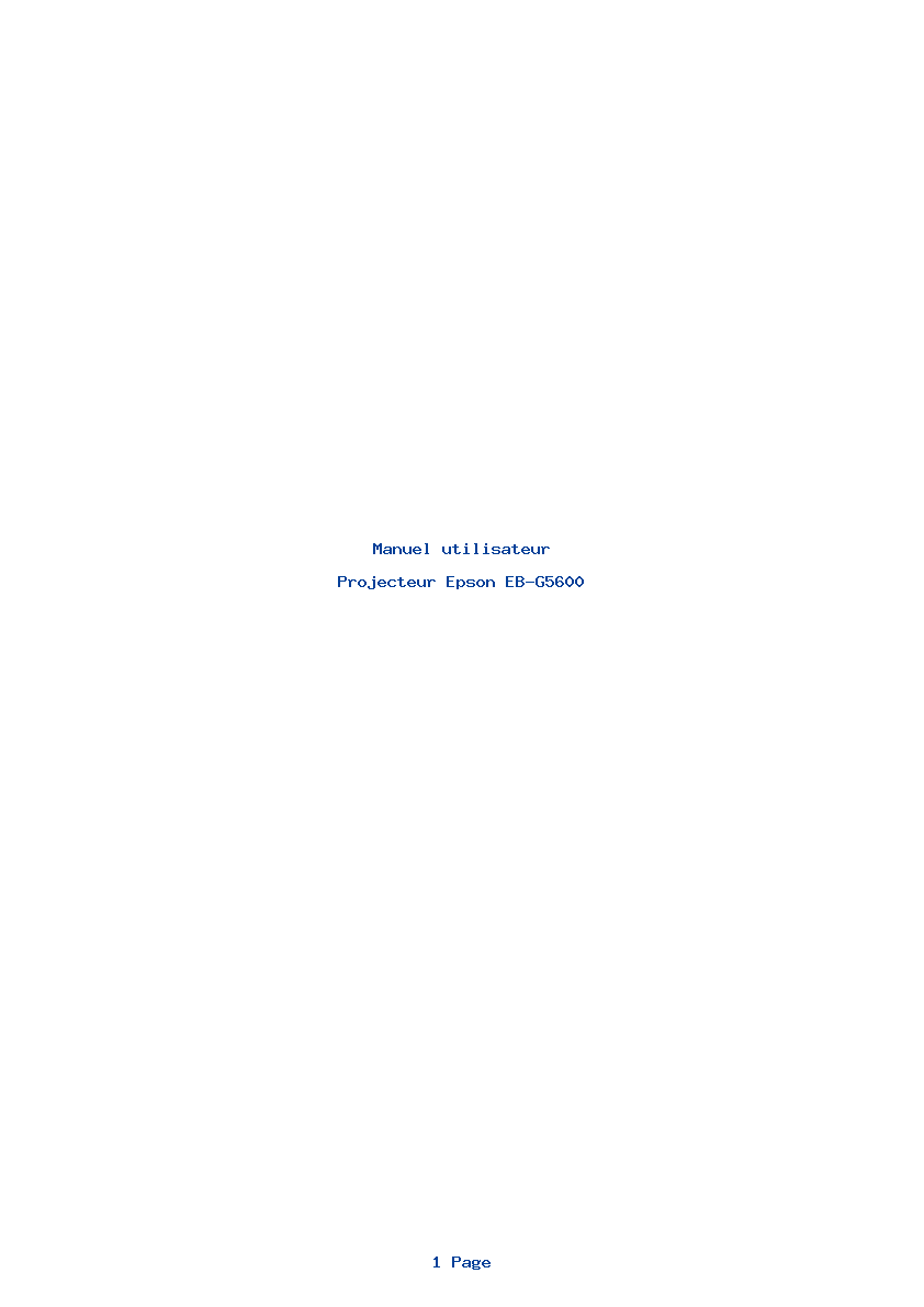 Page 1 de la notice Manuel utilisateur Epson EB-G5600