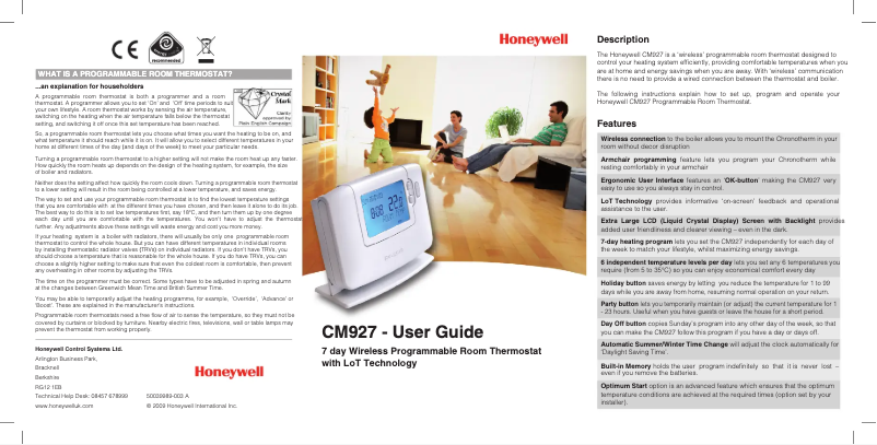 Page 1 de la notice Manuel utilisateur Honeywell CM927