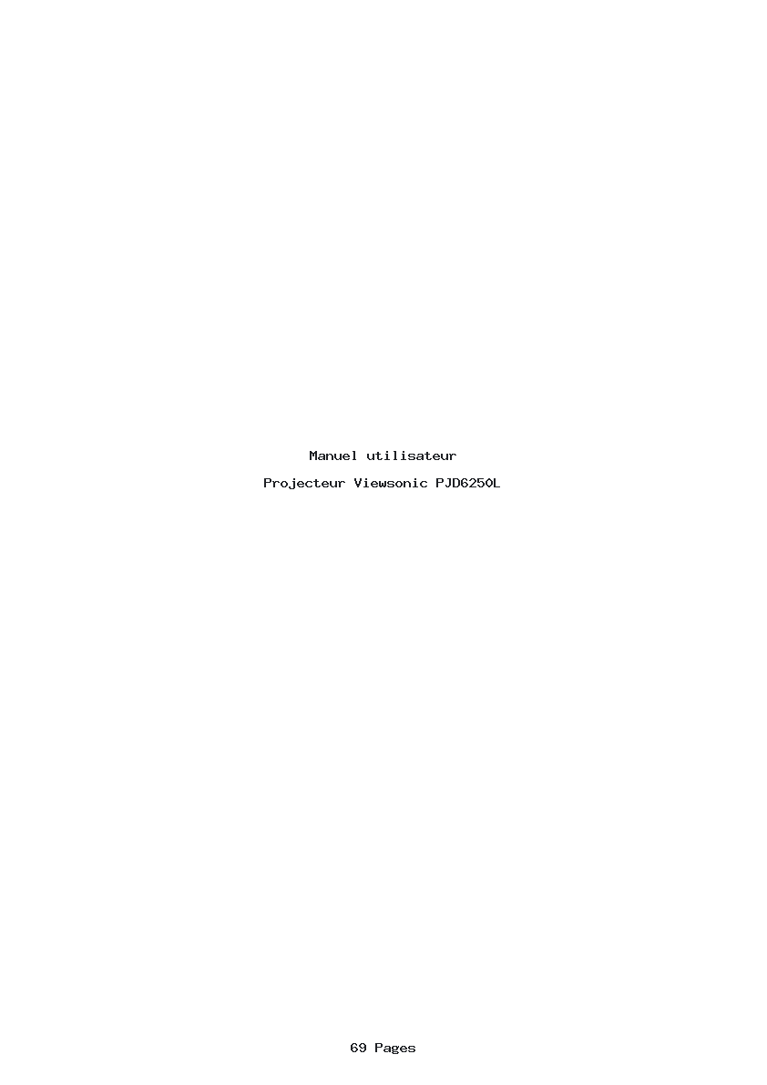 Page 1 de la notice Manuel utilisateur Viewsonic PJD6250L