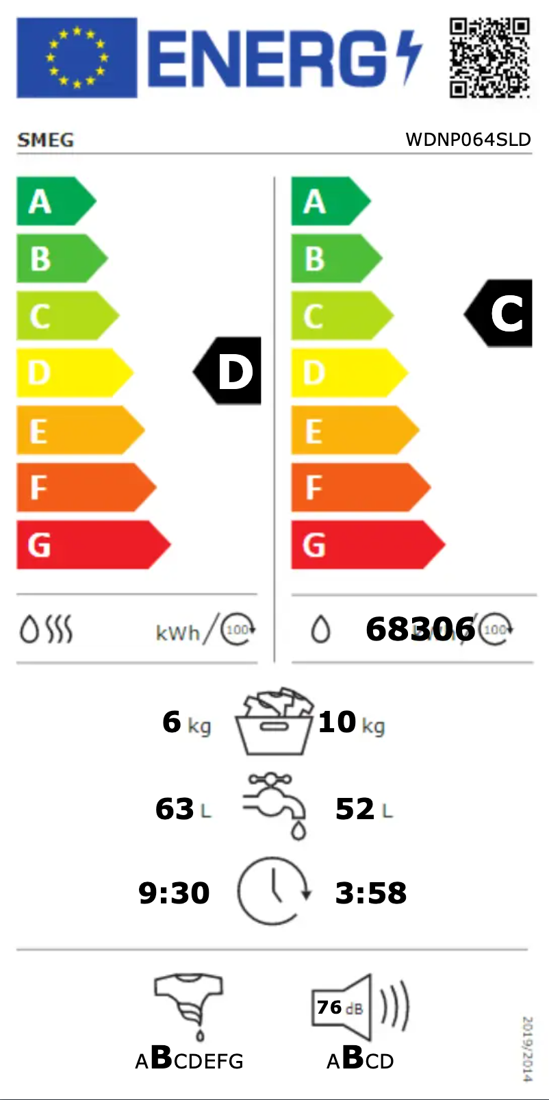 Page 1 de la notice Manuel utilisateur Smeg WDNP064SLD