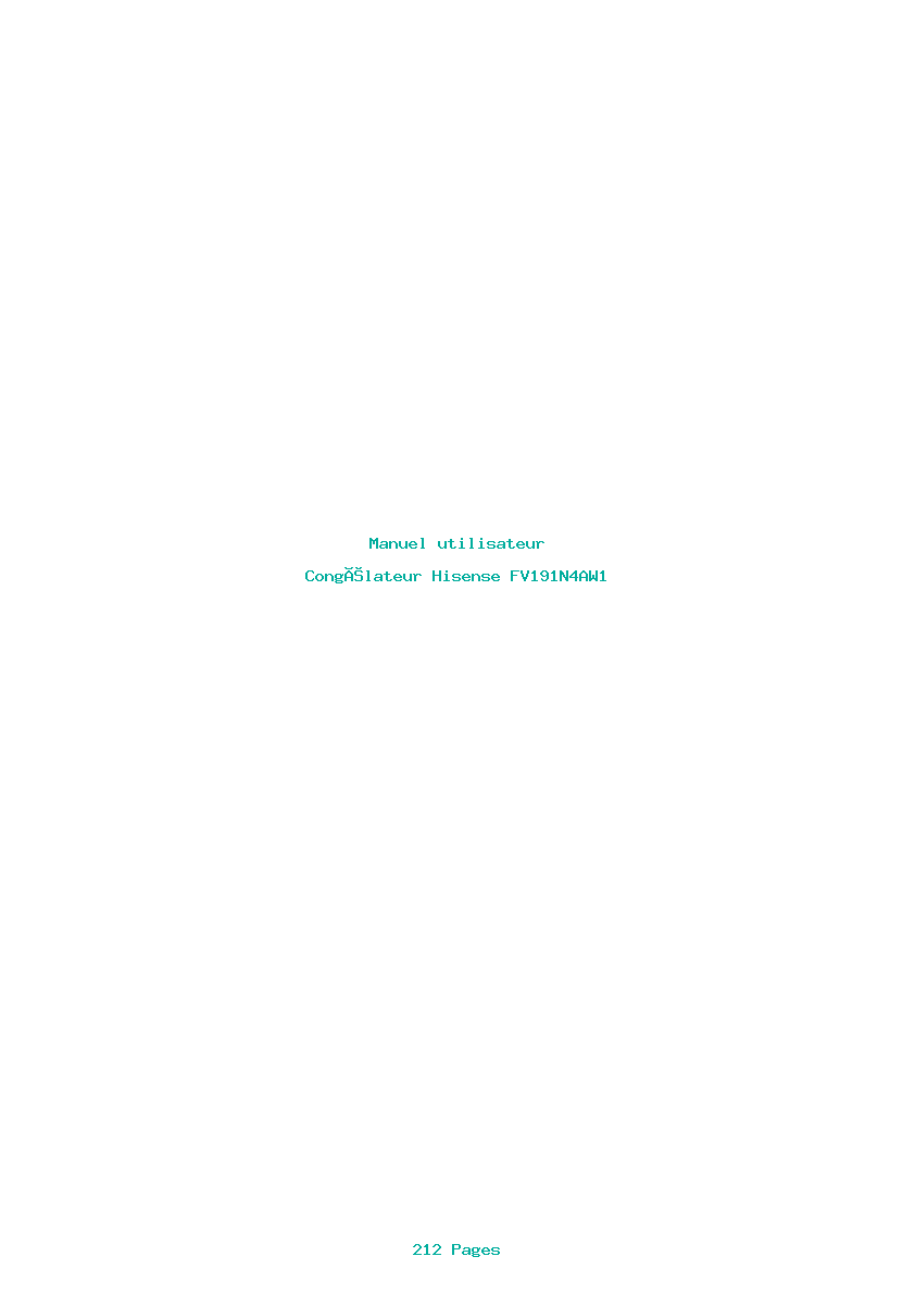 Page 1 de la notice Manuel utilisateur Hisense FV191N4AW1