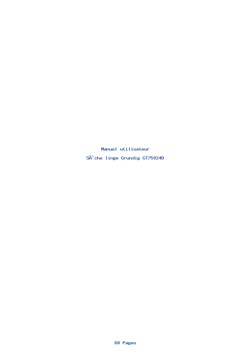 Page 1 de la notice Manuel utilisateur Grundig GT75924D