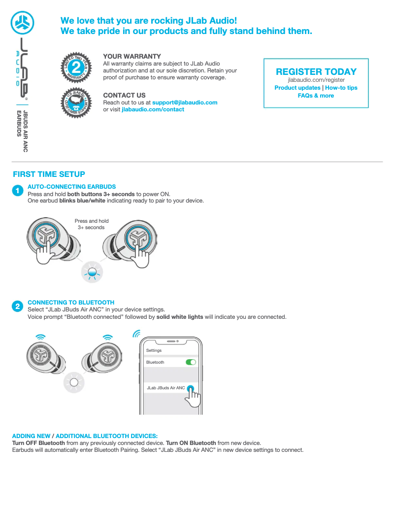 Página 1 del manual Manual de usuario JLab JBuds Air ANC