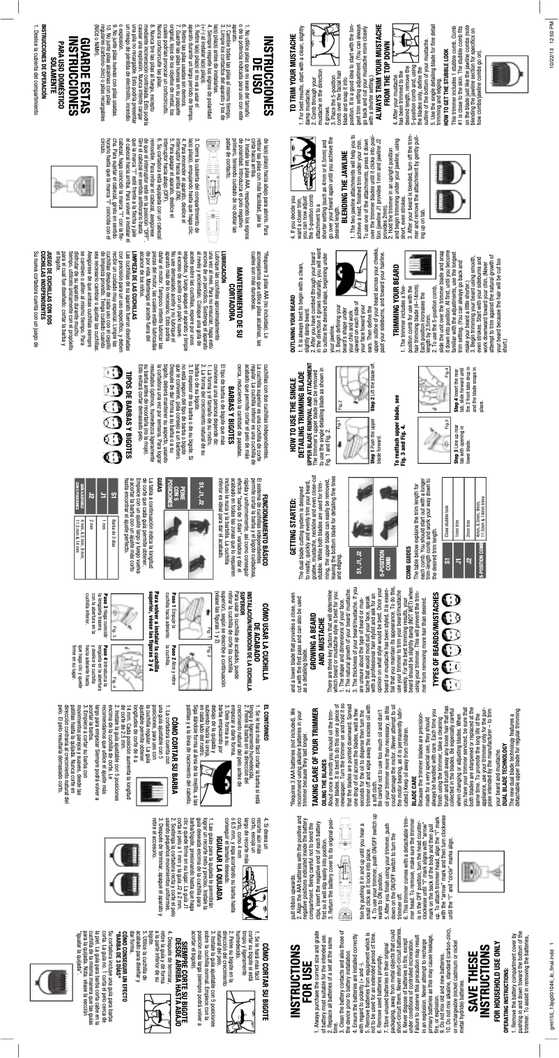 Page 1 de la notice Manuel utilisateur Conair Twin Trim GMT155