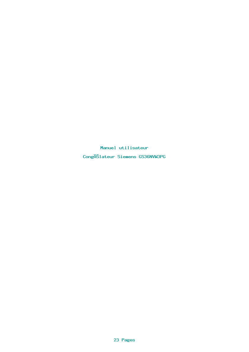 Page 1 de la notice Manuel utilisateur Siemens GS36NVW3PG