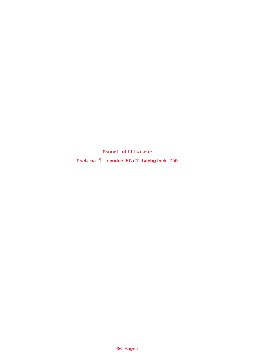 Page 1 de la notice Manuel utilisateur Pfaff hobbylock 799