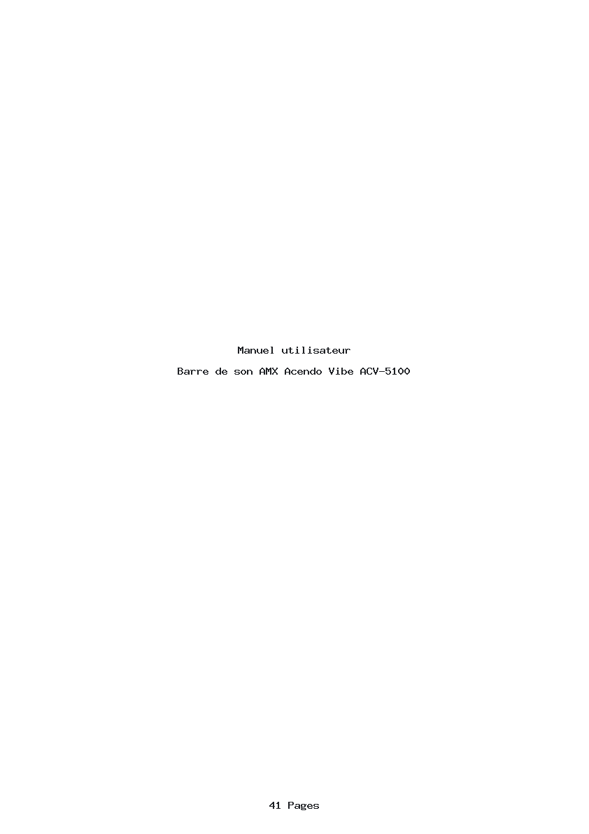 Page 1 de la notice Manuel utilisateur AMX Acendo Vibe ACV-5100