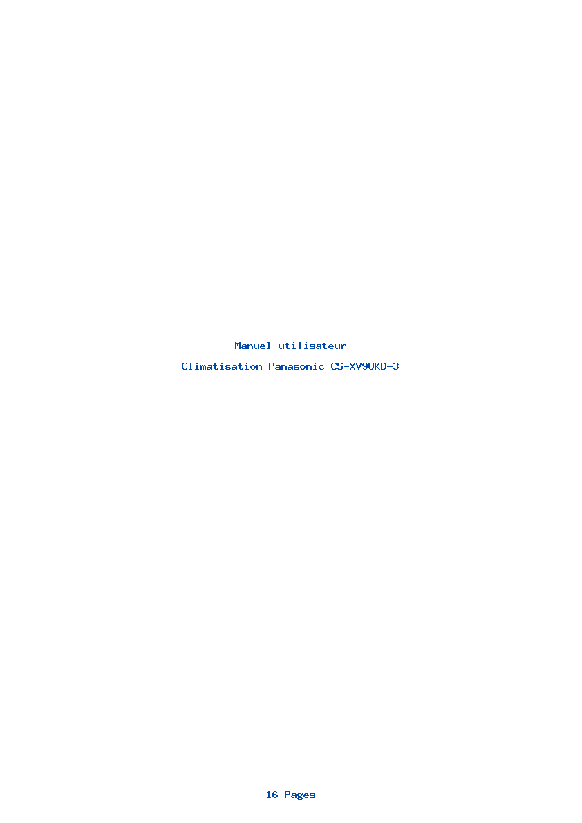 Page 1 de la notice Manuel utilisateur Panasonic CS-XV9UKD-3