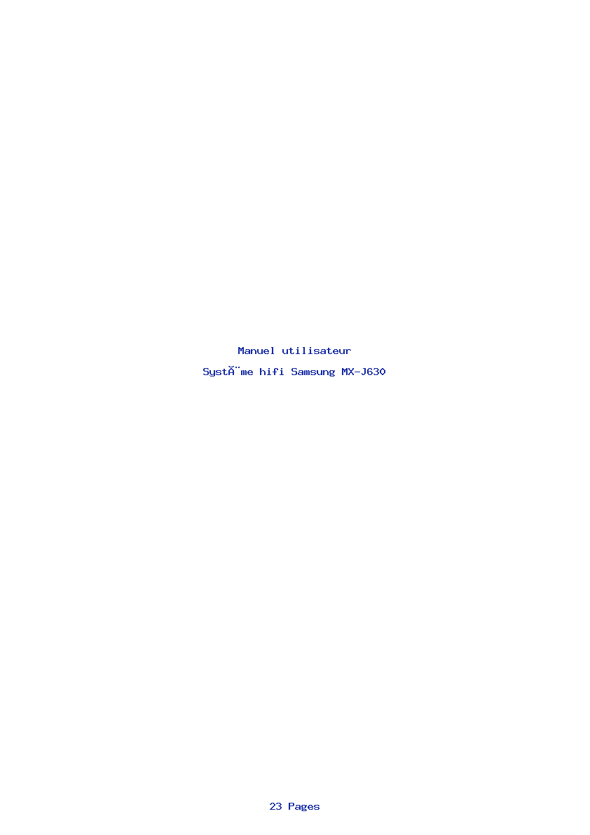 Page 1 de la notice Manuel utilisateur Samsung MX-J630