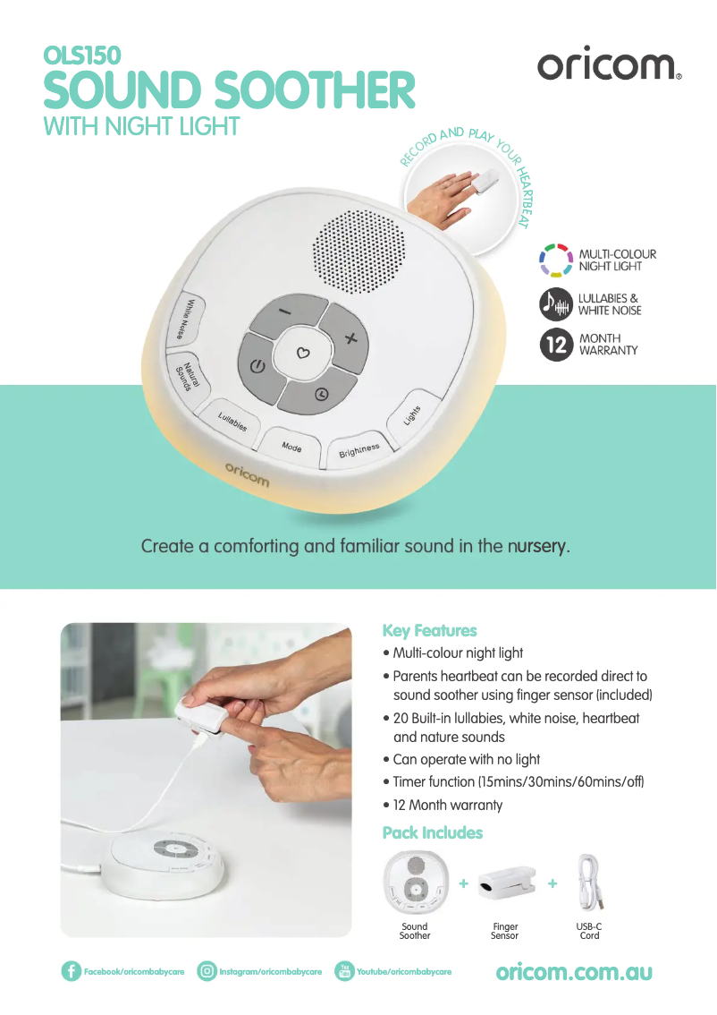 Página 1 del manual Ficha técnica Oricom OLS150