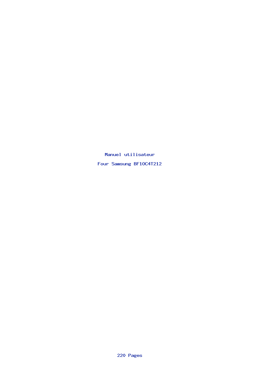 Page 1 de la notice Manuel utilisateur Samsung BF1OC4T212
