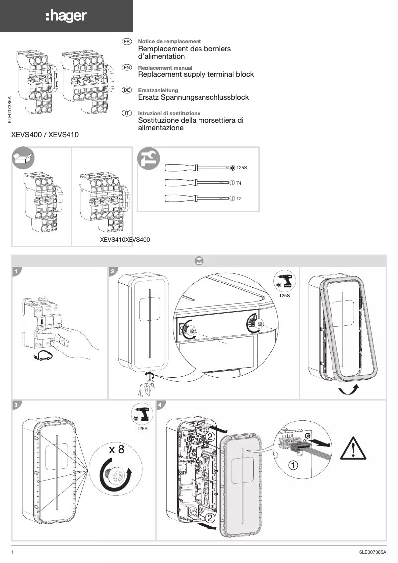 Page 1 de la notice Manuel utilisateur Hager XEVS410