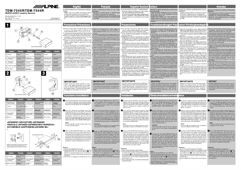 Page 1 de la notice Manuel utilisateur Alpine TDM-7545R