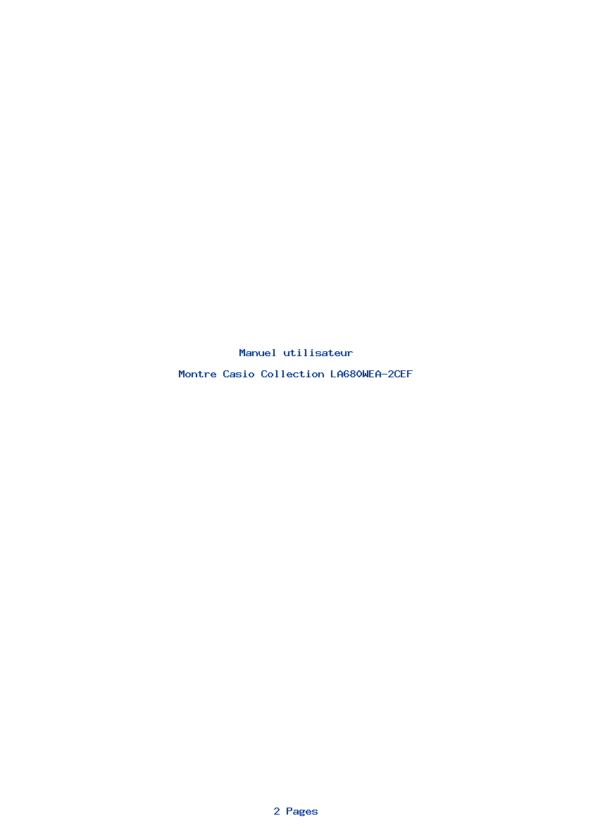 Page 1 de la notice Manuel utilisateur Casio Collection LA680WEA-2CEF