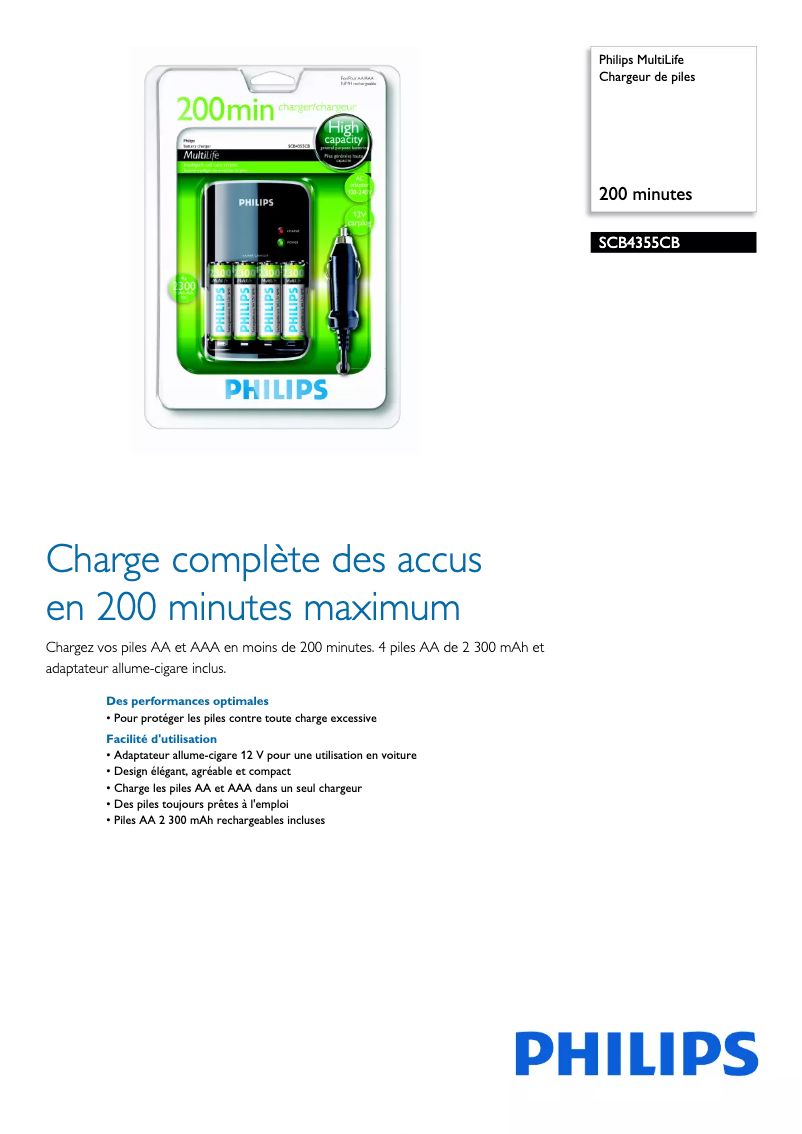Página 1 del manual Ficha técnica Philips MultiLife SCB4355CB