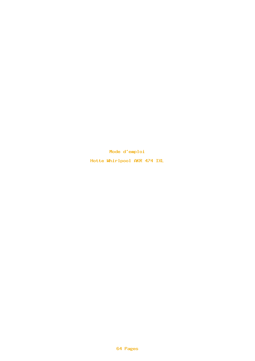 Image de la première page du manuel de l'appareil AKR 474 IXL