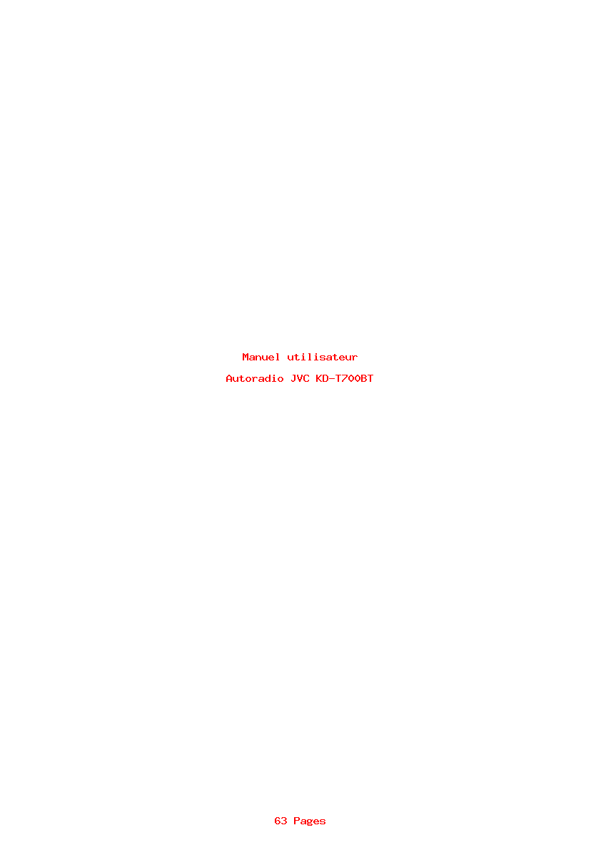 Page 1 de la notice Manuel utilisateur JVC KD-T700BT