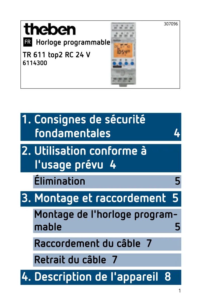 Página 1 del manual Manual de usuario Theben TR 611 top2 RC 24V
