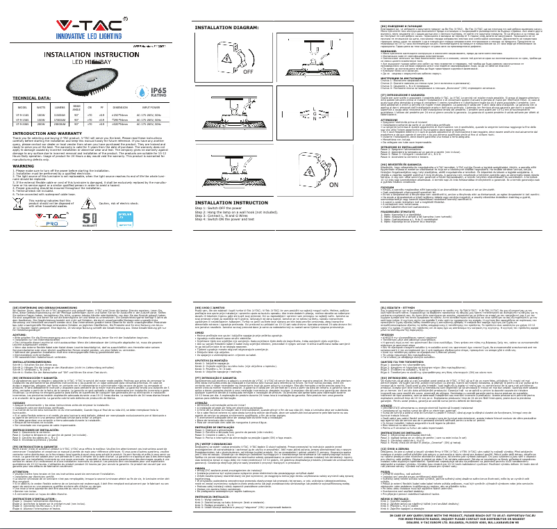 Page 1 de la notice Manuel utilisateur V-TAC VT-9-116S