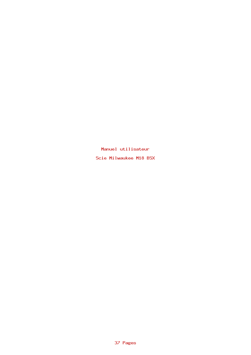 Page 1 de la notice Manuel utilisateur Milwaukee M18 BSX