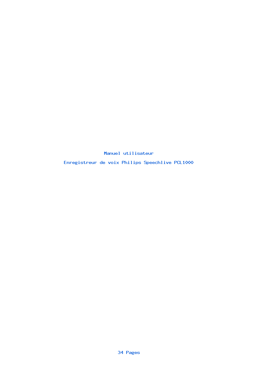 Page 1 de la notice Manuel utilisateur Philips Speechlive PCL1000