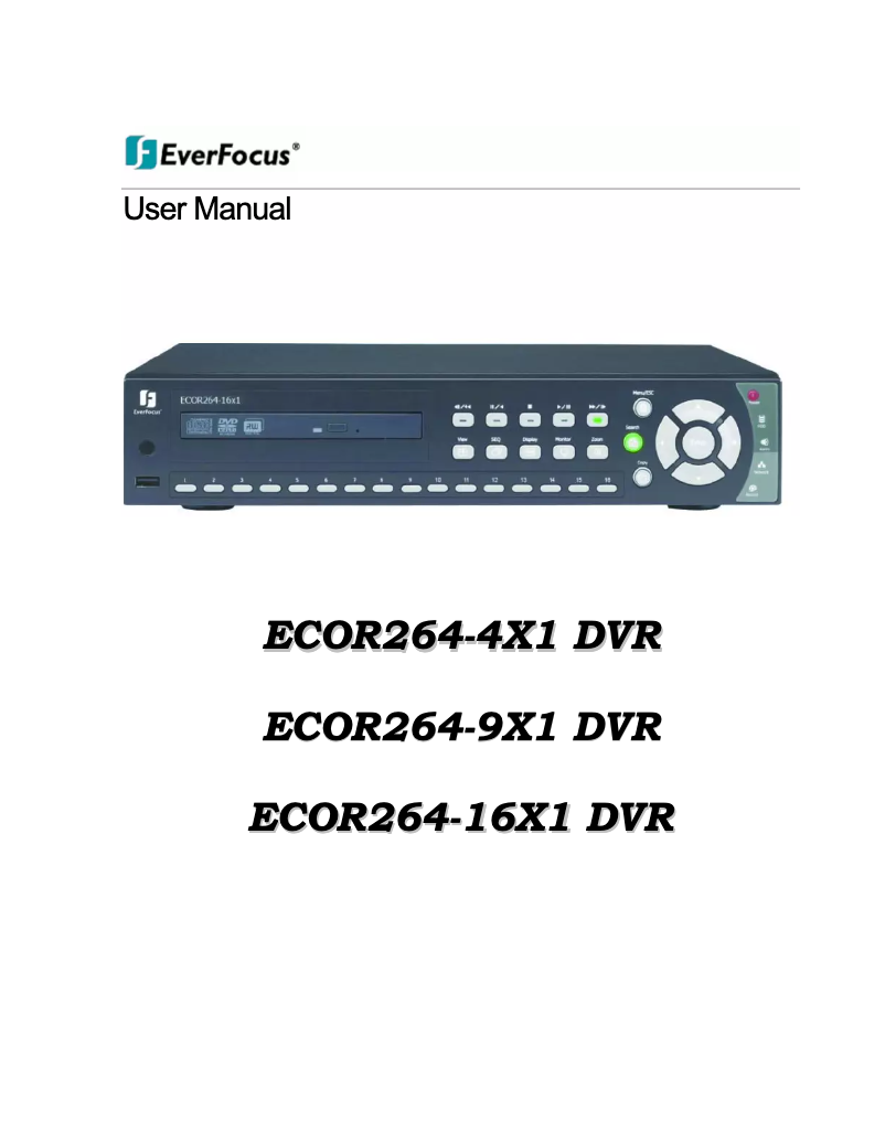 Page 1 de la notice Manuel utilisateur EverFocus ECOR264-9X1