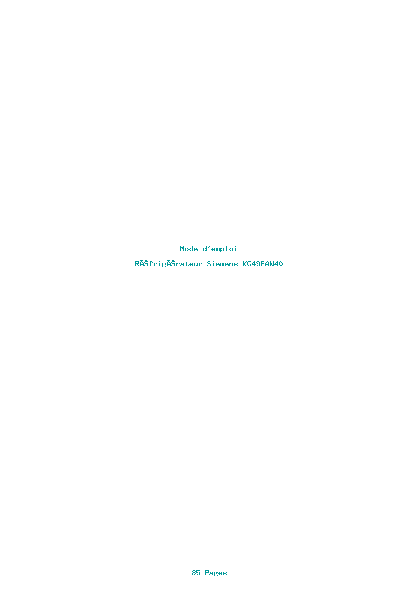 Page 1 de la notice Mode d'emploi Siemens KG49EAW40