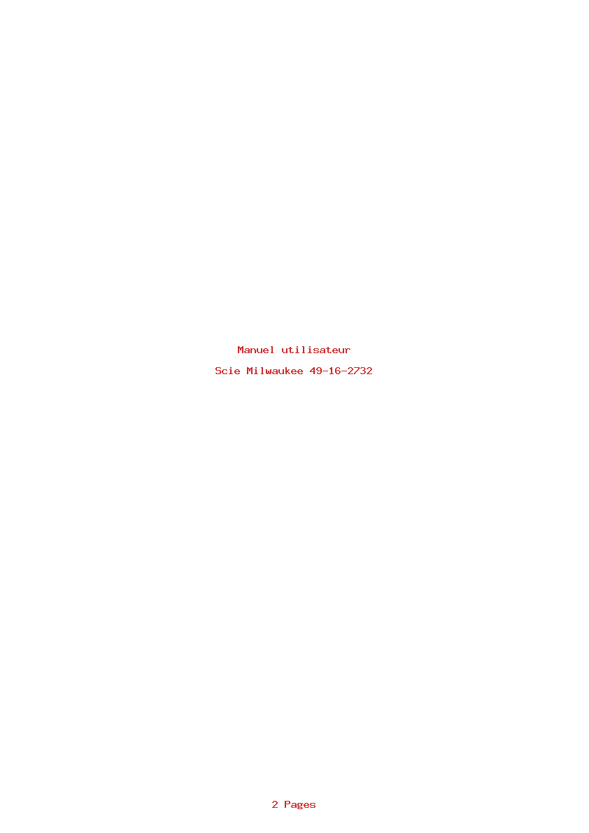 Page 1 de la notice Manuel utilisateur Milwaukee 49-16-2732