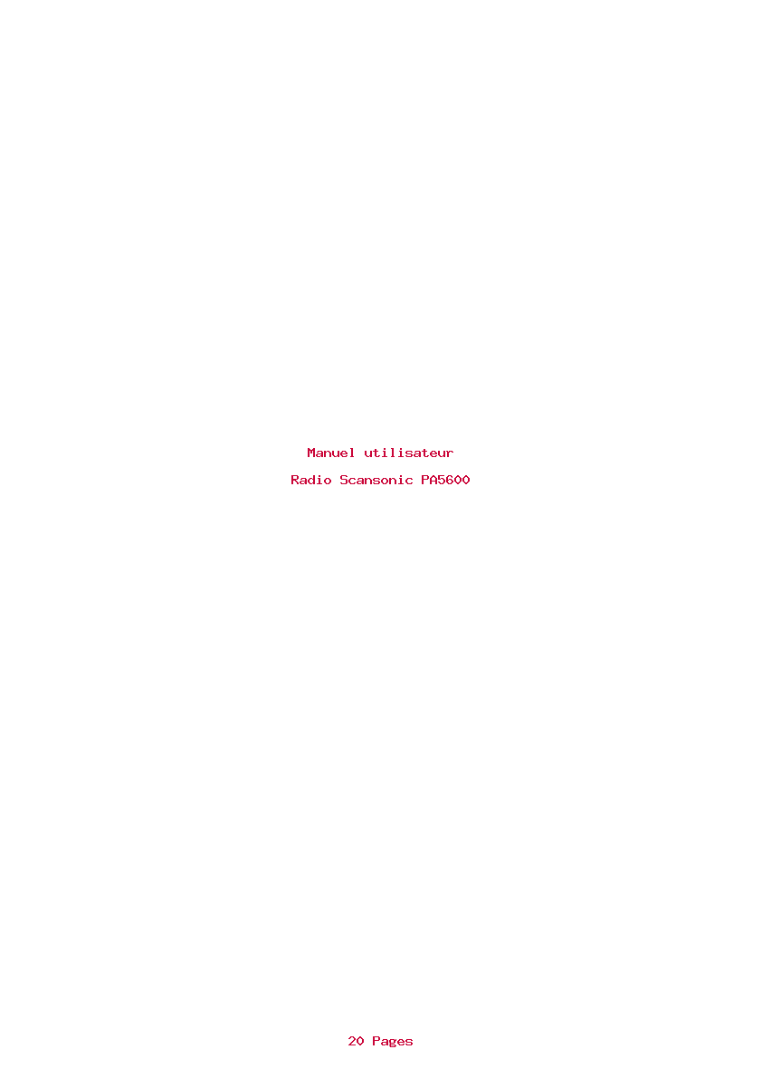Page 1 de la notice Manuel utilisateur Scansonic PA5600