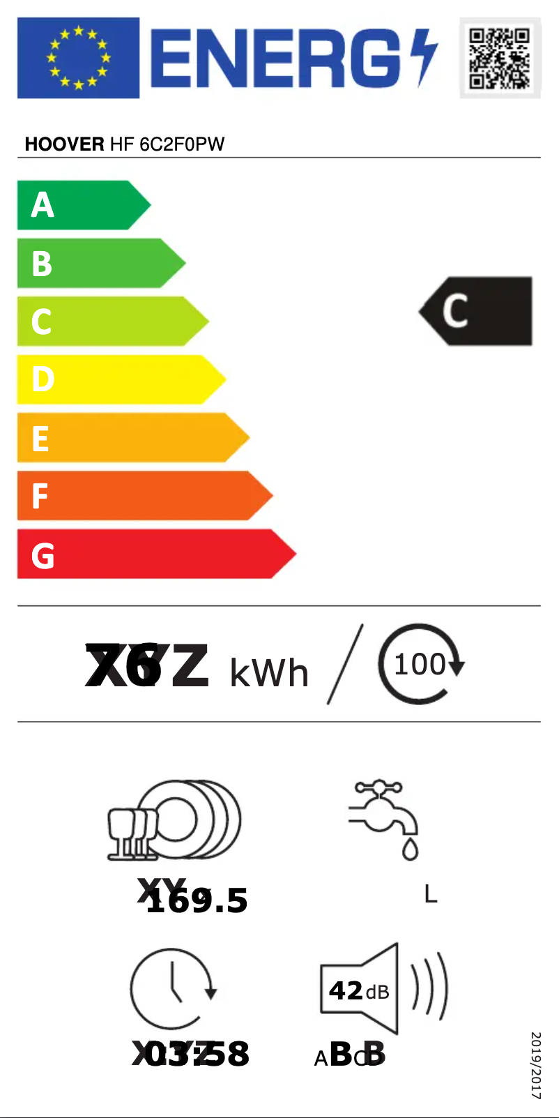 Página 1 del manual Etiqueta energética Hoover HF 6C2F0PW